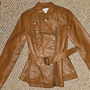 dELiA*s Brown Faux Leather Double-Breasted Jacket